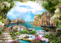 Collage with Houses of Venice and Waterfalls